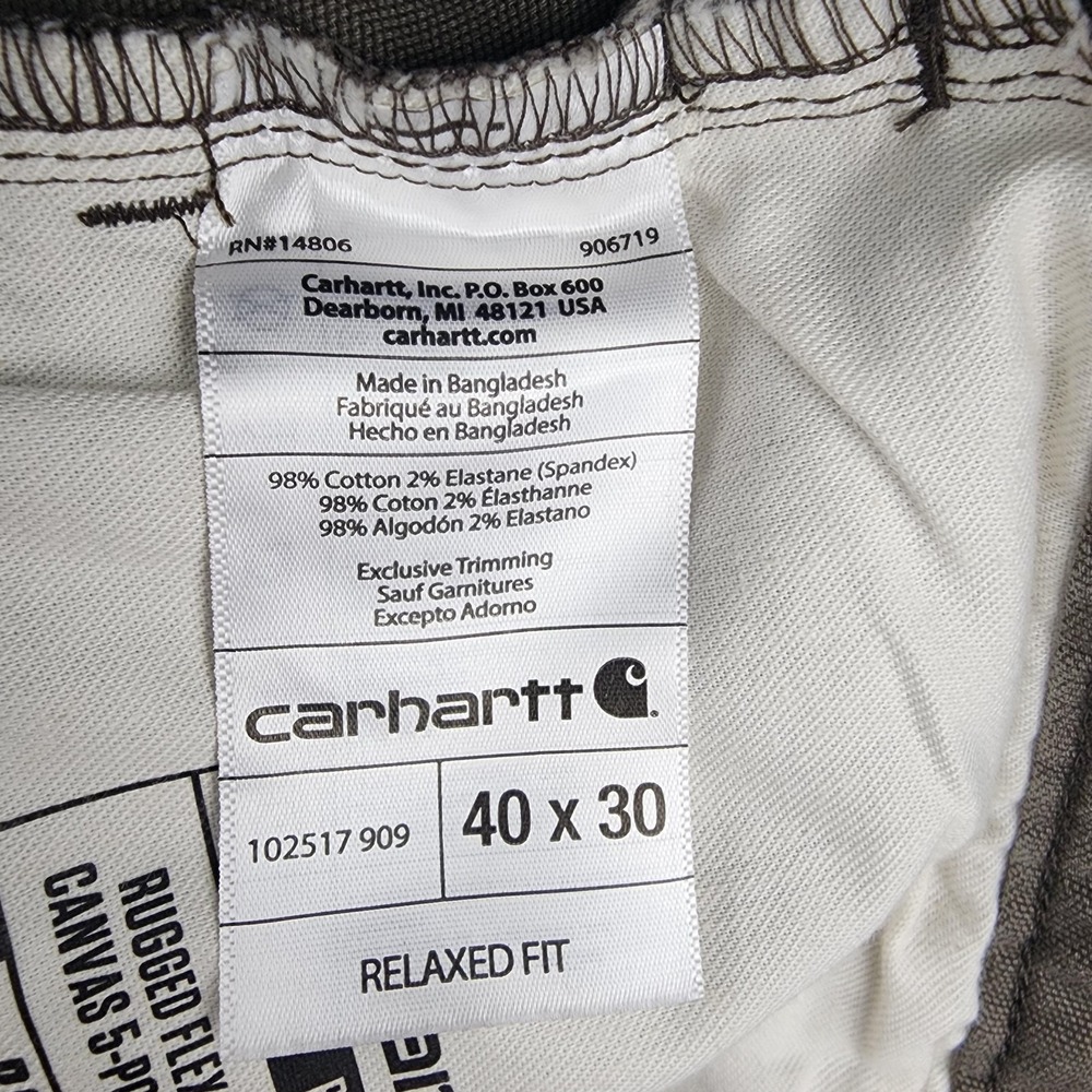 Carhartt Pants Mens 40x30 Brown Rugged Flex Canvas Relaxed Fit Stretch 5 Pocket - Picture 5 of 15